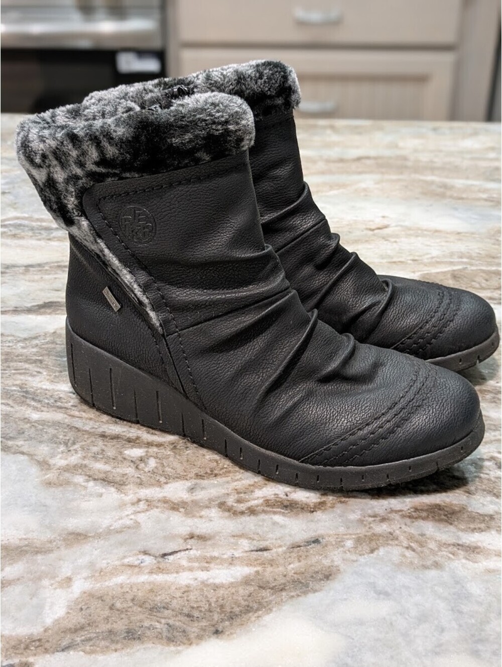 Rieker Black Wedge Boots Size EUR 39 / US 8